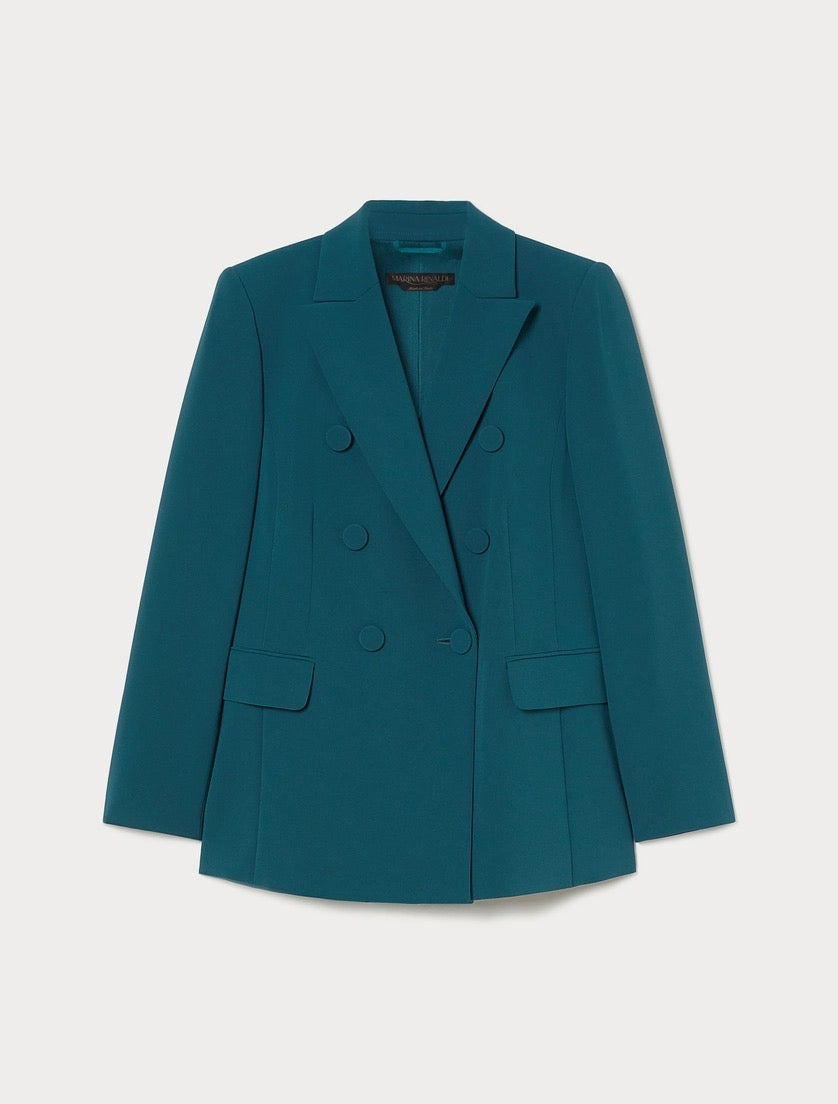 MARINA RINALDI - GIACCA BLAZER DOPPIOPETTO IN CADY - VERDE SMERALDO