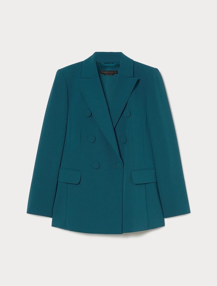 MARINA RINALDI - GIACCA BLAZER DOPPIOPETTO IN CADY - VERDE SMERALDO