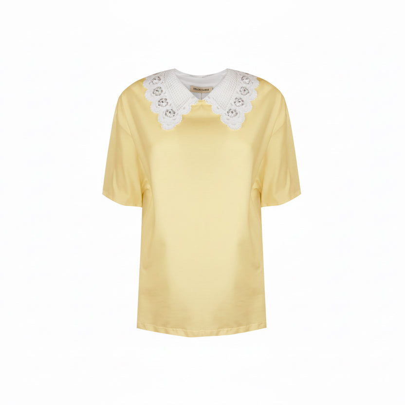 ODI ET AMO - T-SHIRT PARIS COTONE CON COLLO MACRAME&