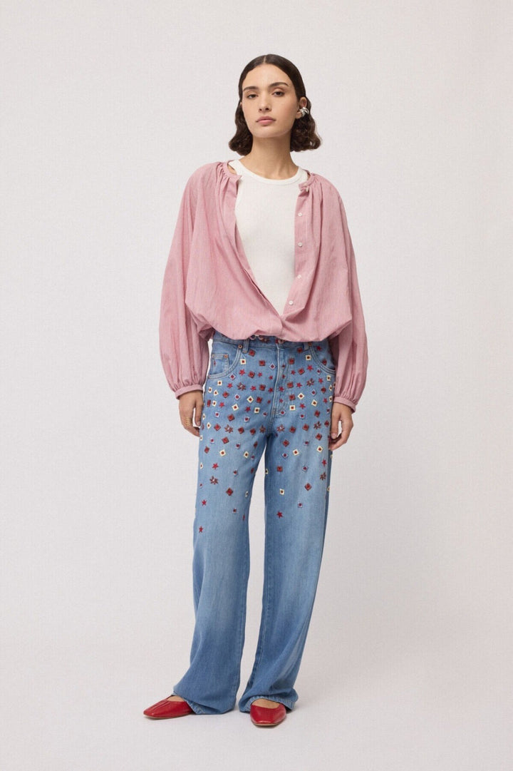 OTTO D’AME - JEANS FULL LEG RICAMATI