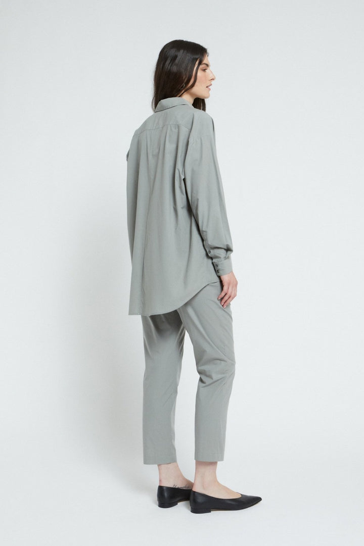 OTTO D’AME - PANTALONE ALLA CAVIGLIA IN 100% POPELINE CON ELASTICO IN VITA E TASCHE