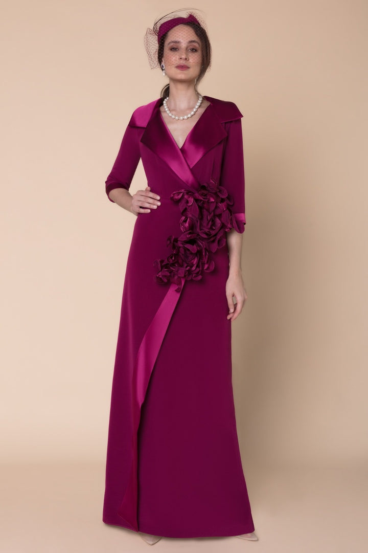 MATILDE CANO - ABITO LUNGO ELEGANTE CON DETTAGLIO FLOREALE
