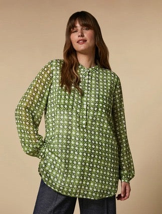 MARINA SPORT - CAMICIA IN GEORGETTE CON STAMPA ESCLUSIVA ,DALLA LINEA DIRITTA