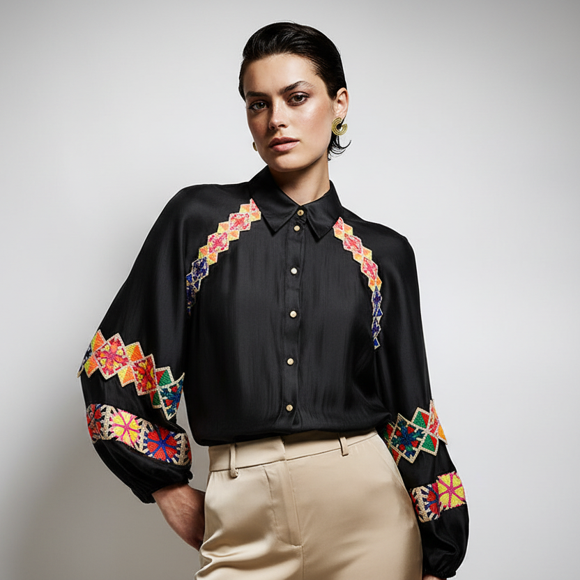TWINS - CAMICIA DELICATA IN GEORGETTE, TESSUTO MORBIDO E FLUIDO CHE CADE CON ELEGANZA
