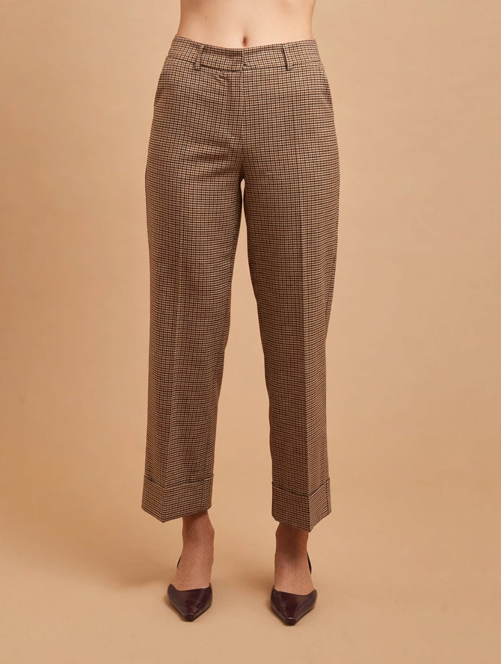 TEN - PANTALONI CROPPED IN MICRO-QUADRO