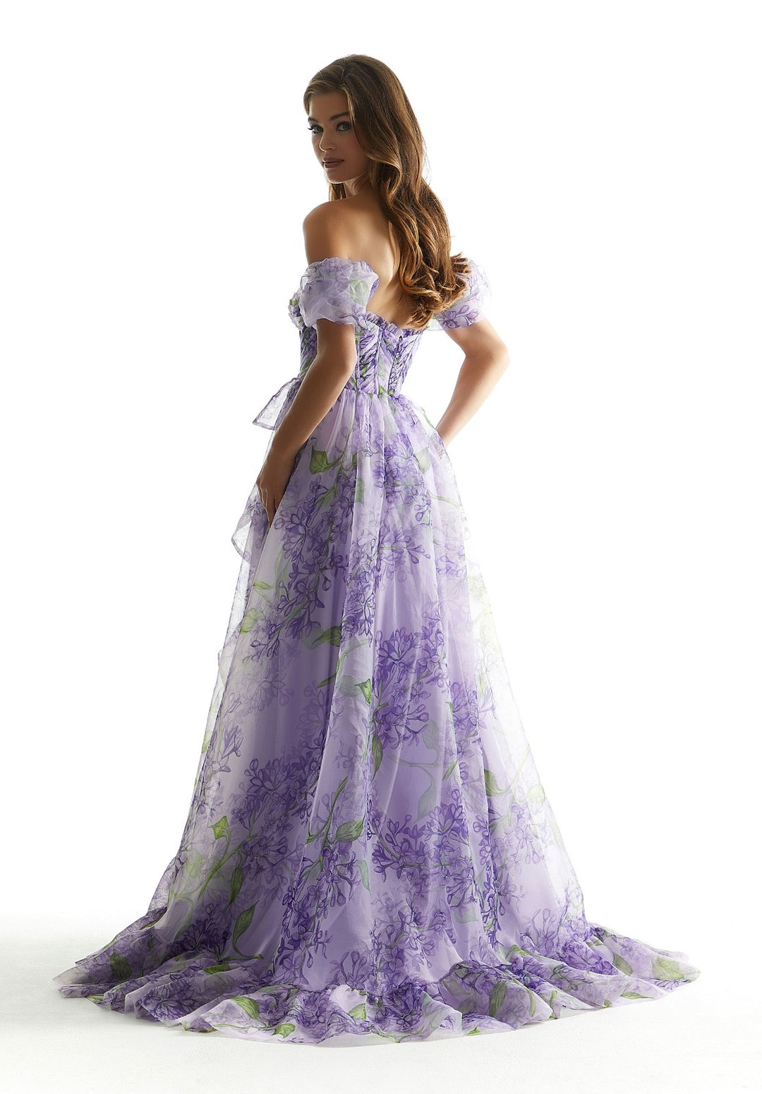 MORILEE - ABITO LUNGO IN ORGANZA STAMPATO FLOREALE
