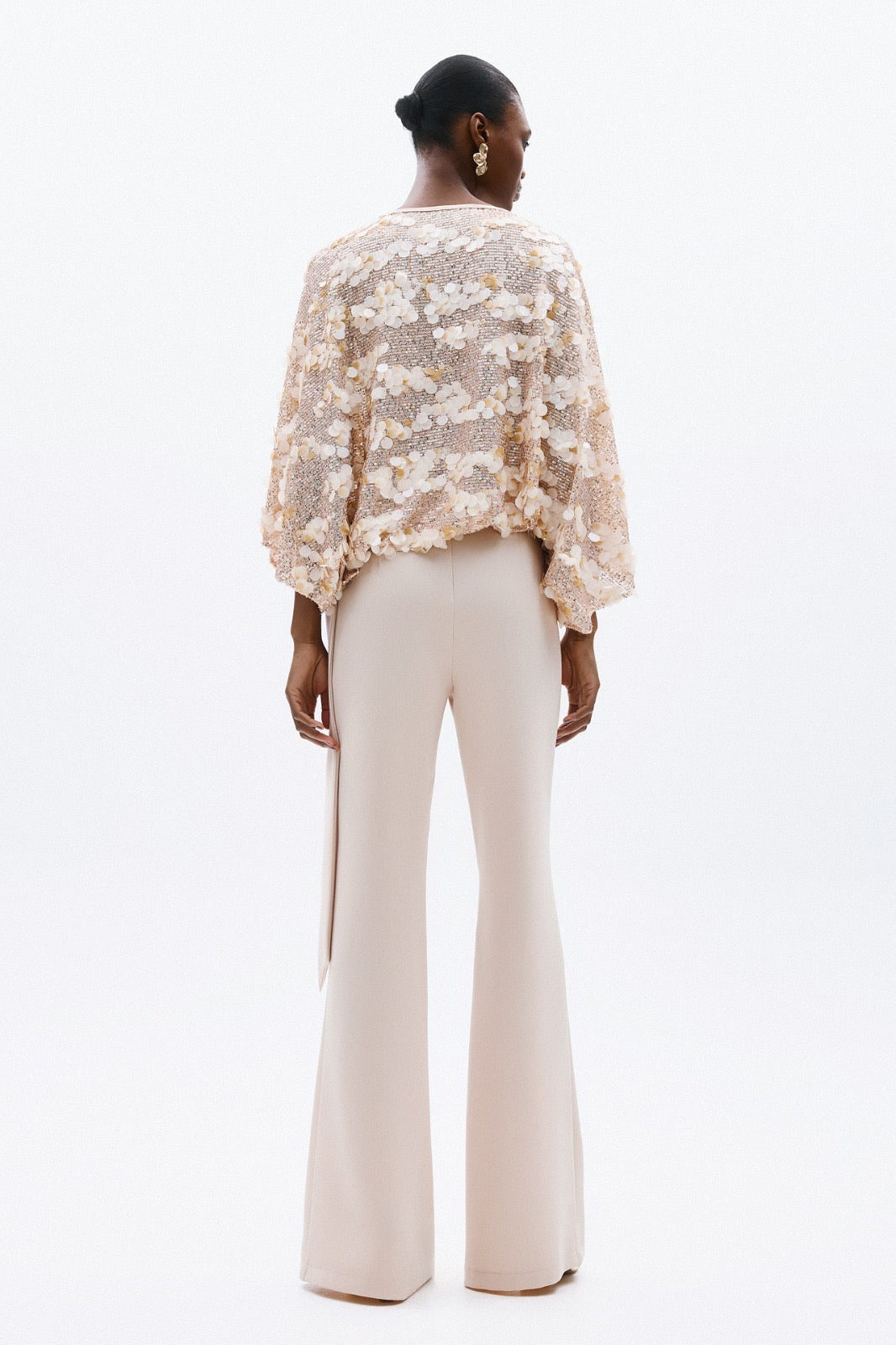 ALLURE - BLUSA FLOREALE SCINTILLANTE &amp; PANTALONI A PALAZZO