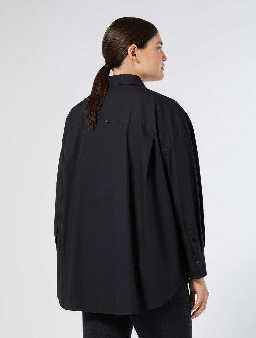 CAMICIA IN POPELINE CON RICAMO - NERO