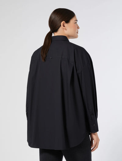 CAMICIA IN POPELINE CON RICAMO - NERO