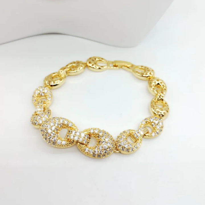 Parure di zirconi crystal composta da collana, orecchini e bracciale con rodiatura in oro