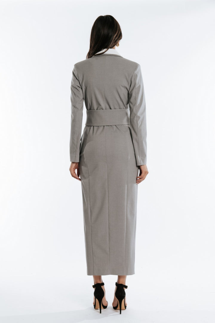 BABYLON - ROBE MANTEAU LUNGO DOPPIOPETTO CON INSERTI IN ECO-PELLE
