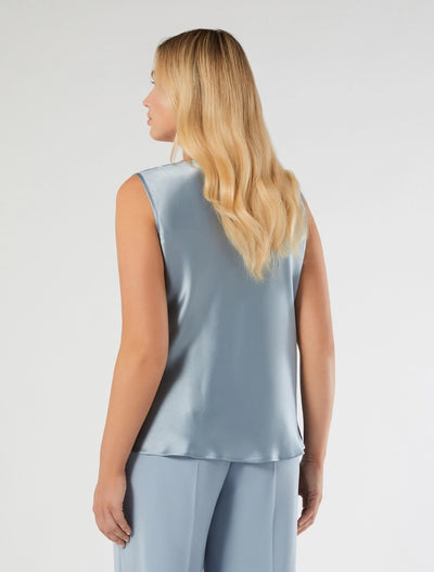 TOP IN MISTO SETA - AZZURRO