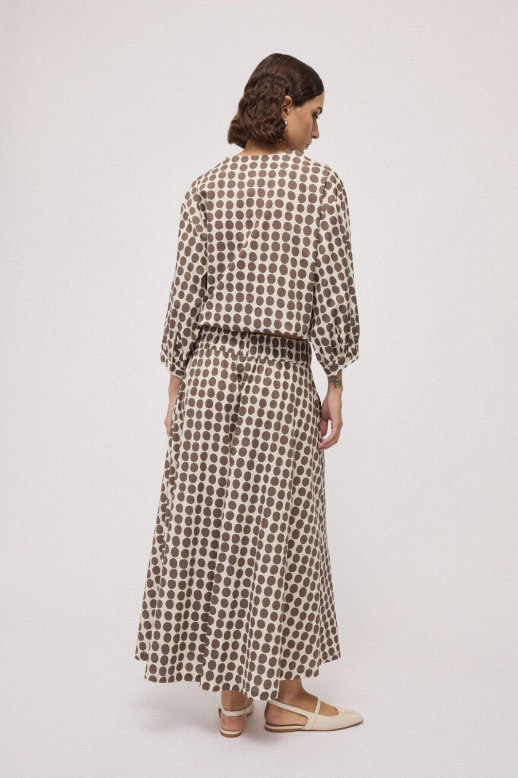 OTTO D’AME - PANTALONI CULOTTE AMPI REALIZZATI IN 100% COTONE, CARATTERIZZATI DA UNA STAMPA A POIS DAL GUSTO GRAFICO E FEMMINILE