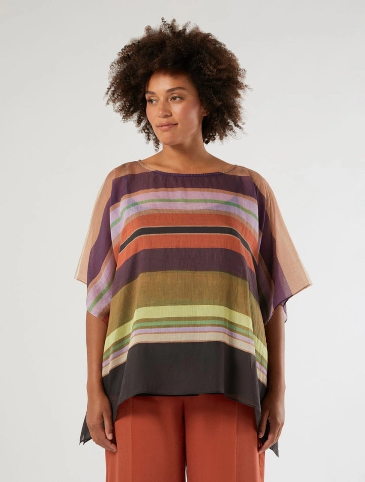 PERSONA - PONCHO IN TENCEL STAMPATO E TOP