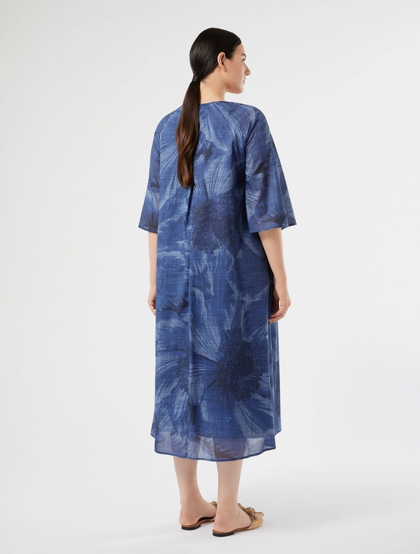 MARINA SPORT - ABITO MIDI IN VOILE DI PURO COTONE, DALLA LINEA SVASATA