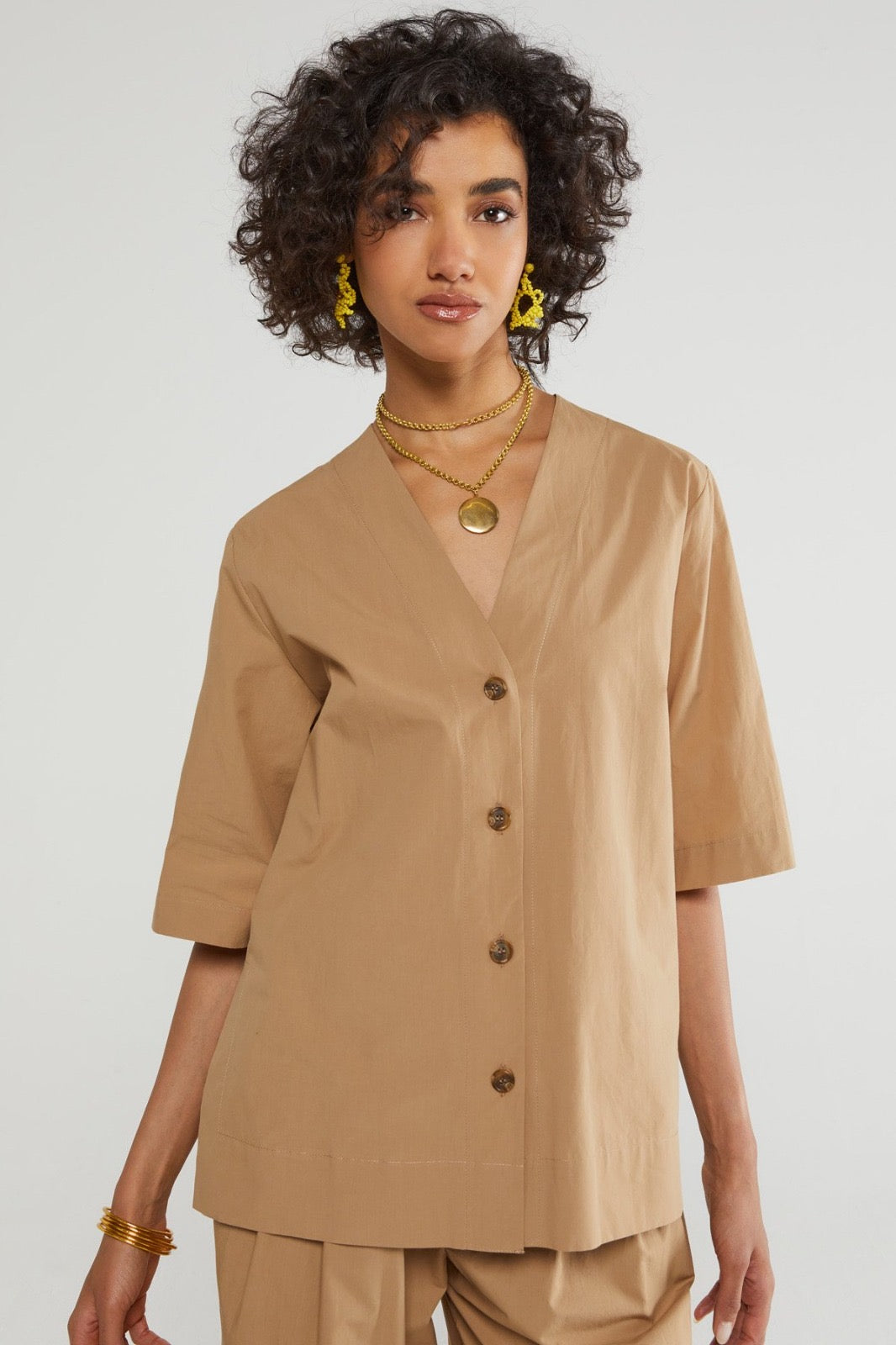 OTTO D’AME - CAMICIA IN POPELINE CON MEZZA MANICA