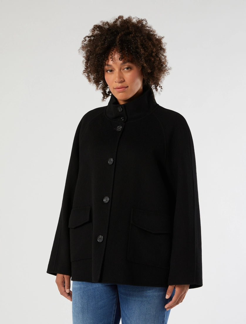 GIACCONE IN DOUBLE DI MISTO LANA - NERO