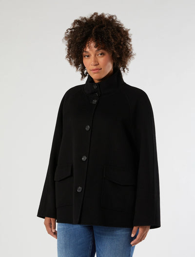 GIACCONE IN DOUBLE DI MISTO LANA - NERO
