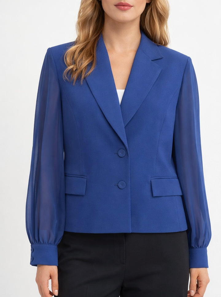 PERSONA - GIACCA BLU CON MANICHE IN GEORGETTE