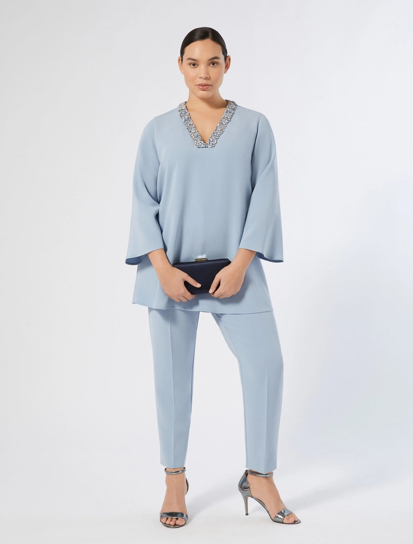MARINA RINALDI - CASACCA IN CADY CON STRASS - AZZURRO