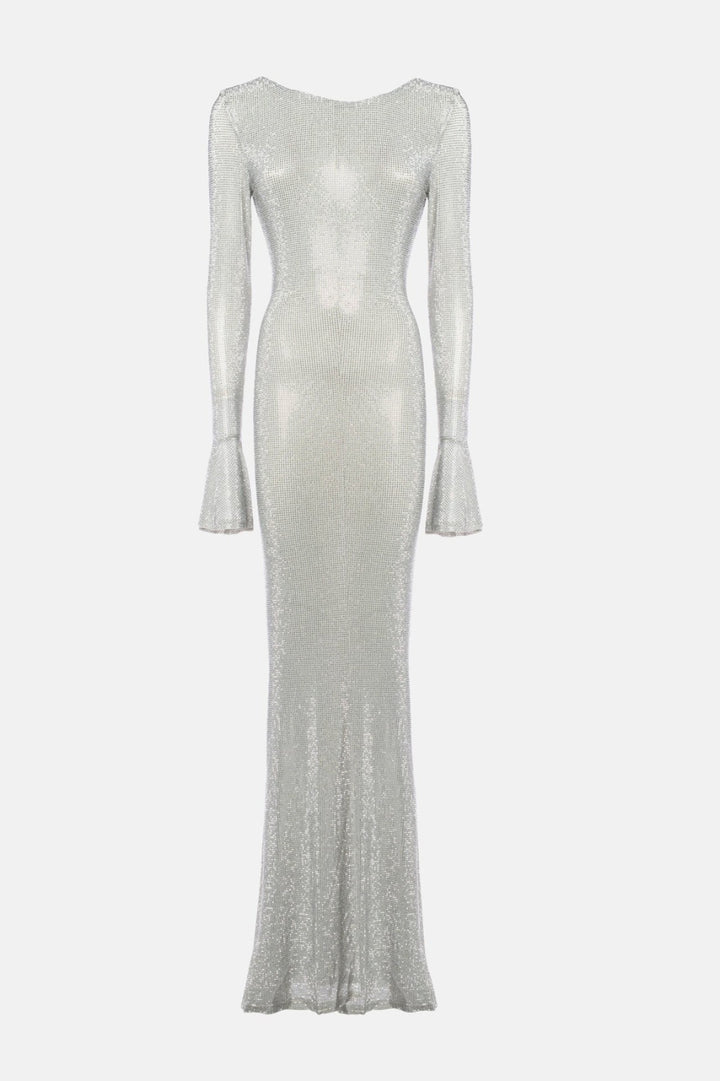 TWENTYFOURHAITCH - ABITO MAXI ADERENTE IN MAGLIA STRETCH CON FILO LUREX CHE CONFERISCE UN EFFETTO LUMINOSO E TRIDIMENSIONALE SU TUTTA LA