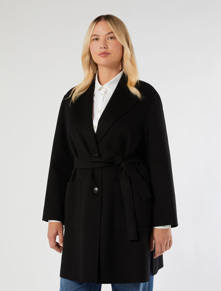 CAPPOTTO IN DOUBLE DI MISTO LANA - NERO