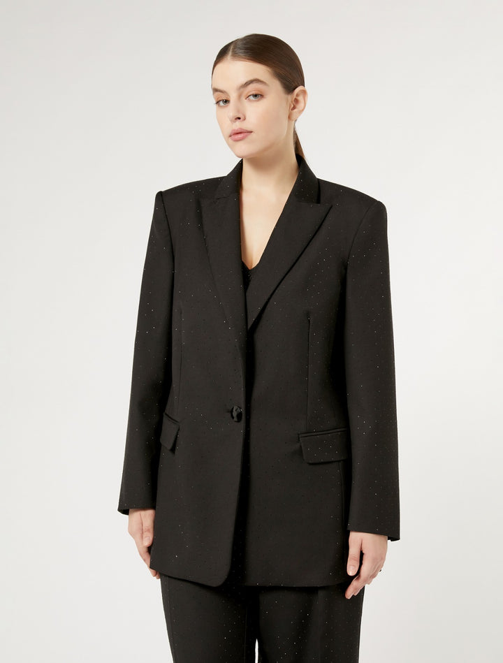 MARINA RINALDI - BLAZER IN LEVANTINA IMPREZIOSITA DA APPLICAZIONI DI STRASS ALL OVER
