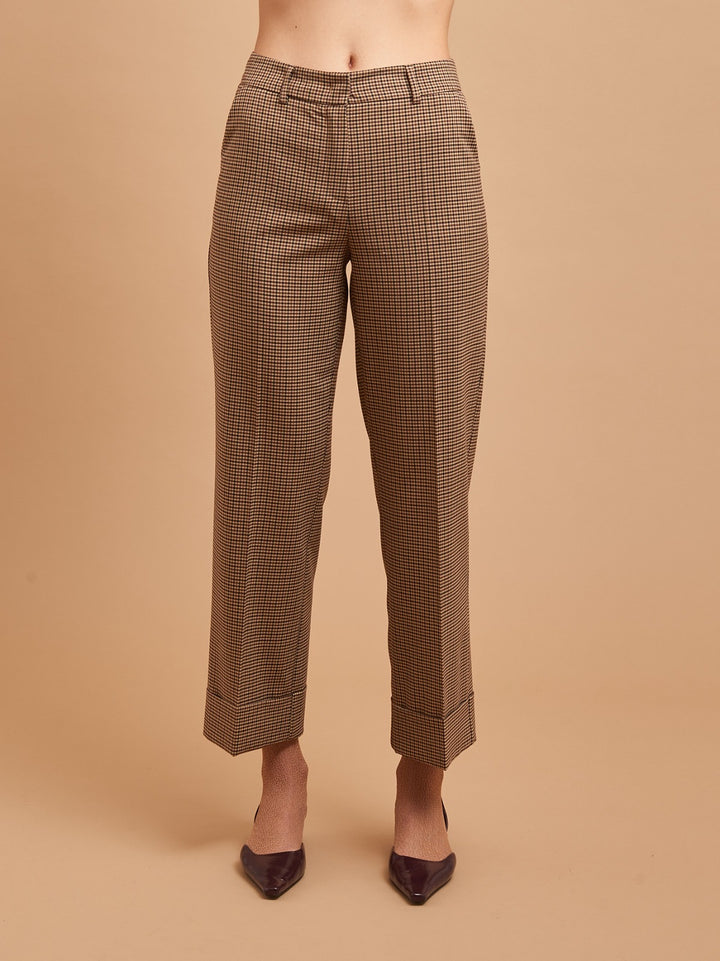 TEN - PANTALONI CROPPED IN MICRO-QUADRO