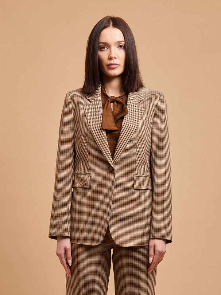 TEN - BLAZER MONOPETTO IN MICRO-PIED-DE-POULE