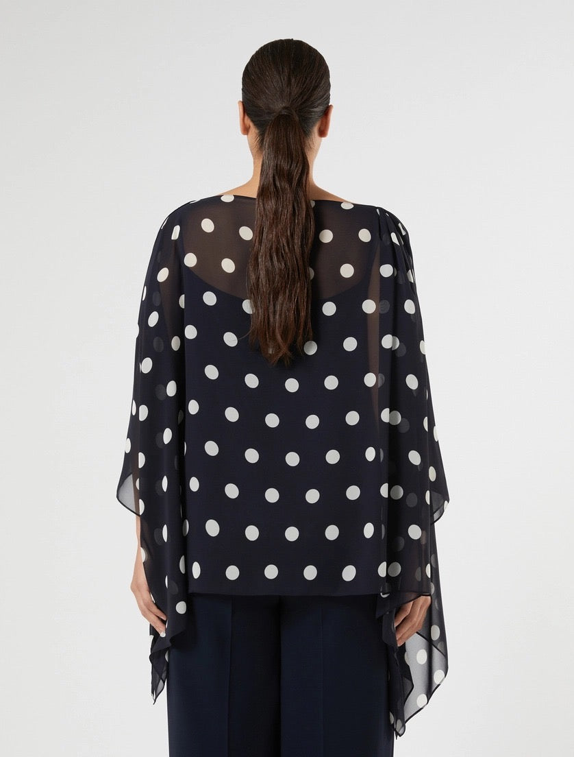 MARINA RINALDI - CASACCA IN GEORGETTE A POIS - BLU MARINO