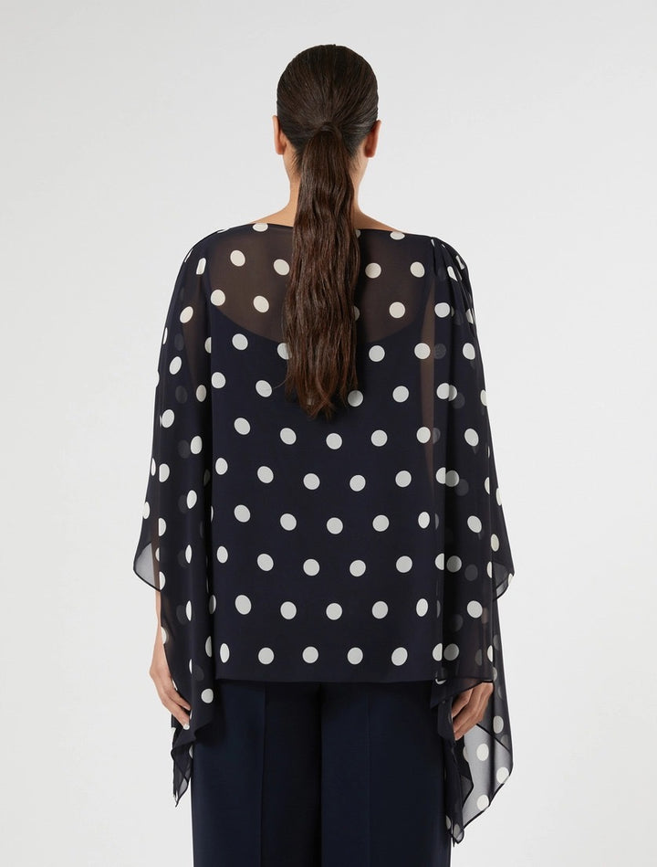 MARINA RINALDI - CASACCA IN GEORGETTE A POIS - BLU MARINO