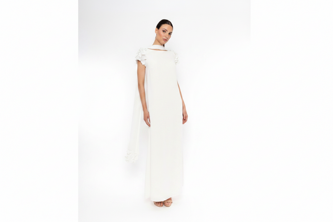 CARLA RUIZ - ABITO LUNGO ELEGANTE CON DETTAGLIO SCIARPA