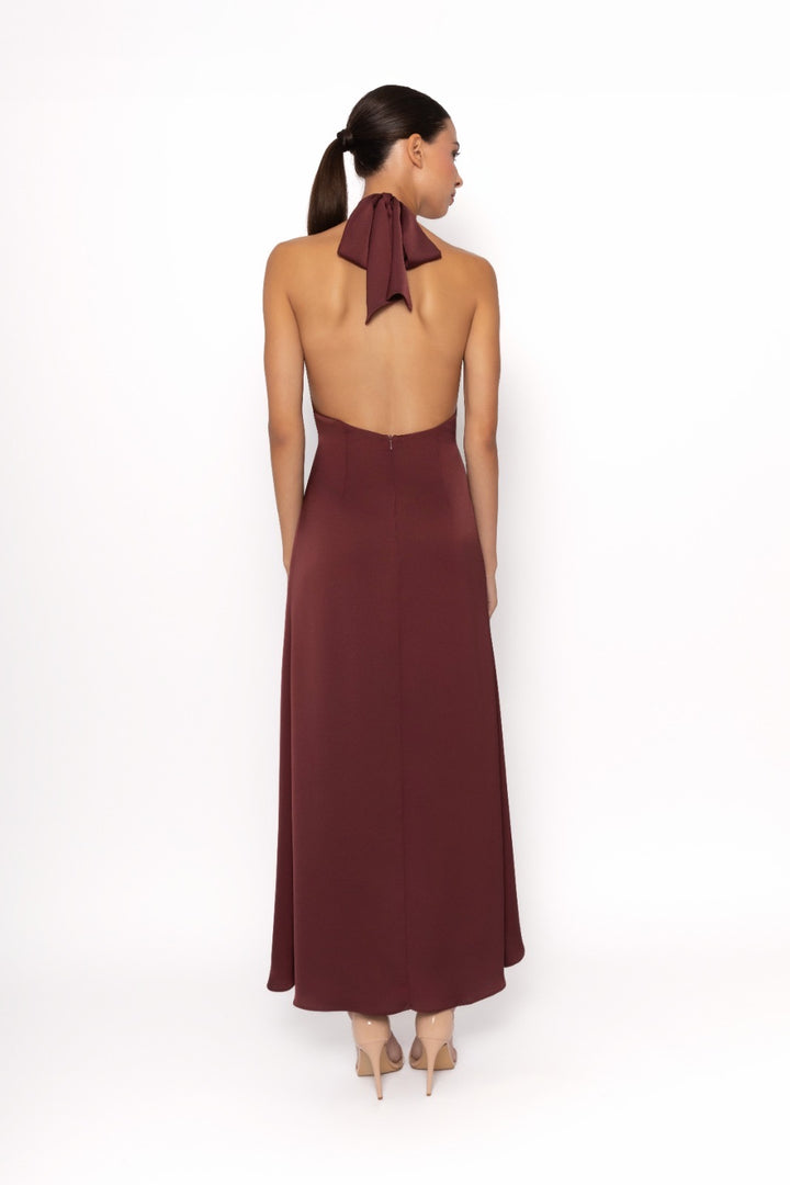 ARGGIDO - ABITO LUNGO ELEGANTE BORDEAUX CON SCHIENA SCOPERTA