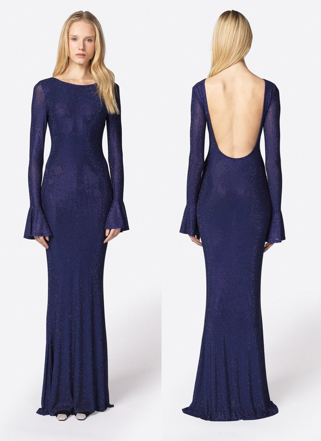 TWENTYFOURHAITCH - ABITO MAXI ADERENTE IN MAGLIA STRETCH CON FILO LUREX CHE CONFERISCE UN EFFETTO LUMINOSO E TRIDIMENSIONALE SU TUTTA LA