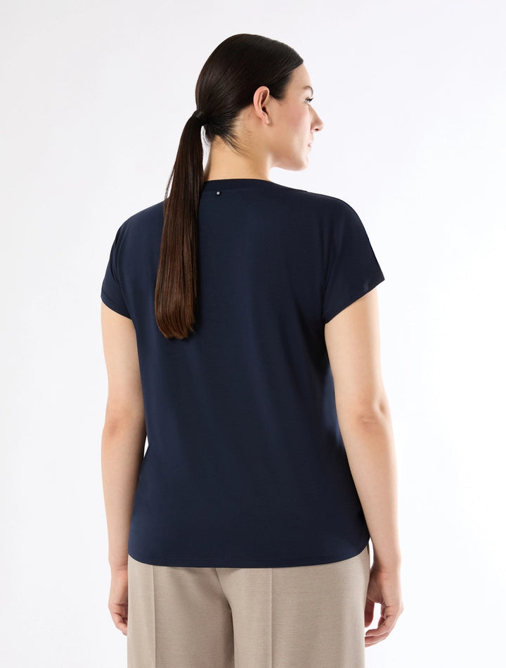 MARINA SPORT - T-SHIRT IN JERSEY DI VISCOSA STRETCH CON INSERTO DAVANTI IN RASO