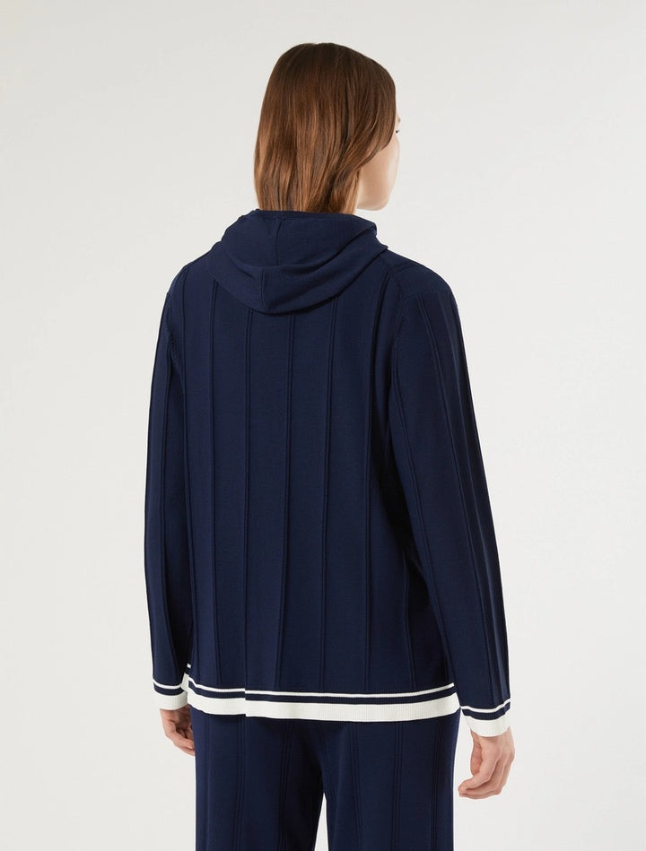 PERSONA - CARDIGAN IN VISCOSA STRETCH - BLU NOTTE