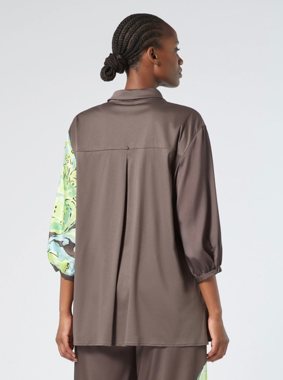 MARINA SPORT - CAMICIA SVASATA HA IL DAVANTI TWILL CON STAMPA ESCLUSIVA E IL RETRO IN JERSEY DI COTONE