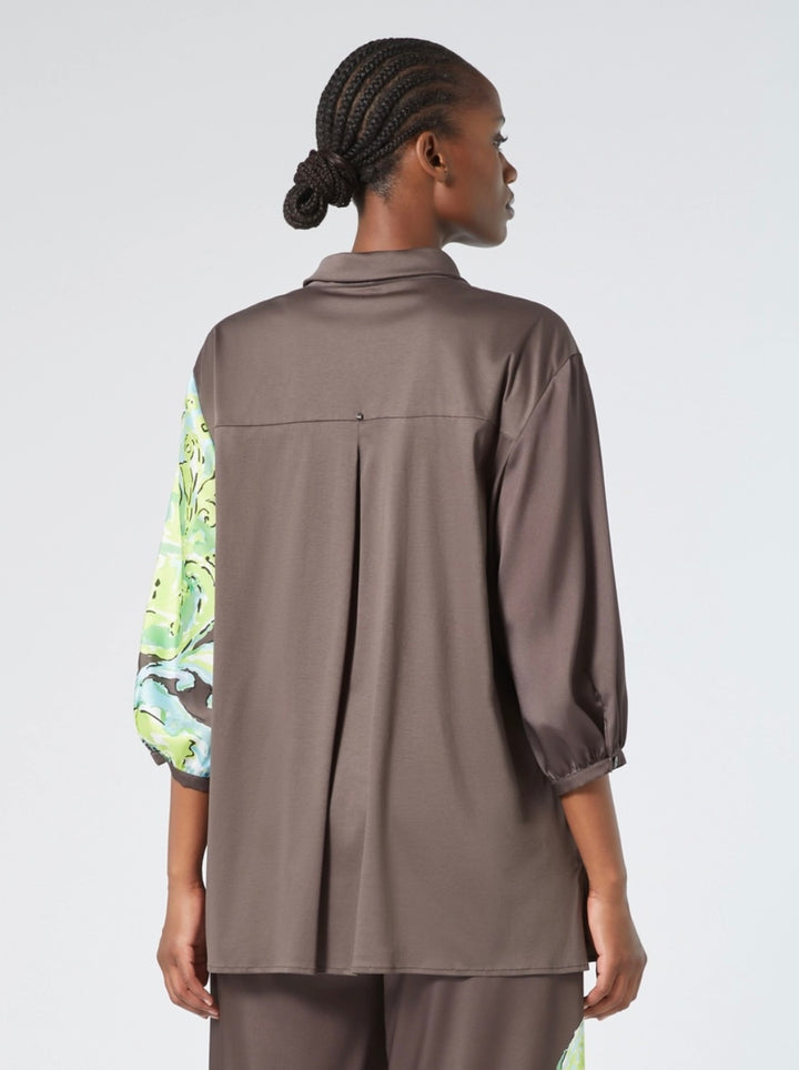 MARINA SPORT - CAMICIA SVASATA HA IL DAVANTI TWILL CON STAMPA ESCLUSIVA E IL RETRO IN JERSEY DI COTONE