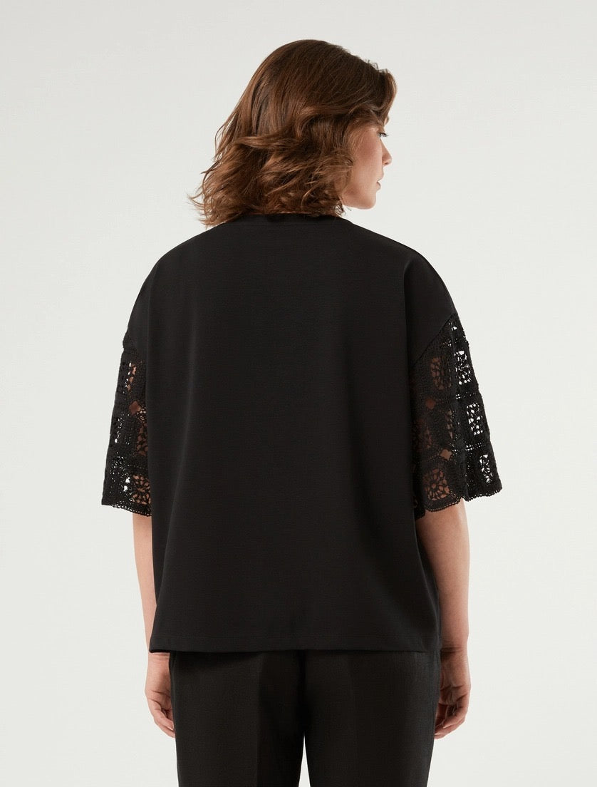 PERSONA - T-SHIRT IN JERSEY DI COTONE E CROCHET