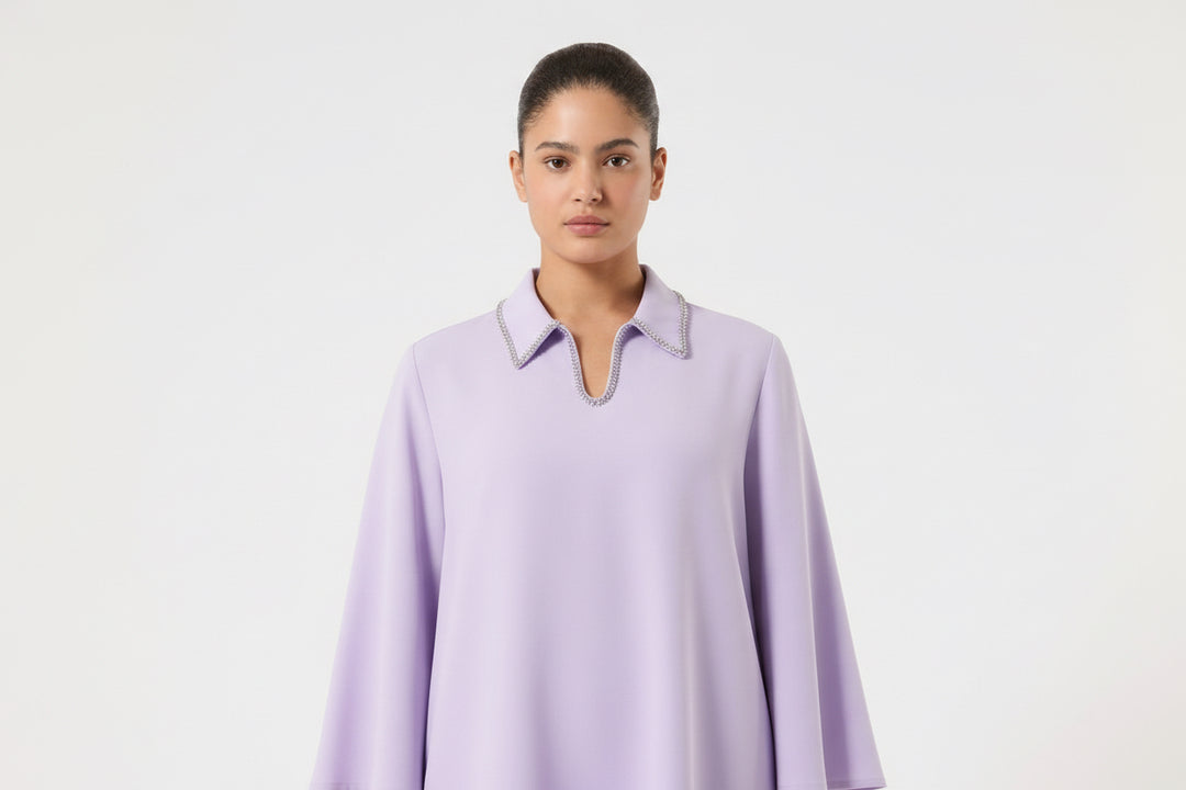 MARINA RINALDI - CASACCA IN CADY CON RICAMO - LAVANDA