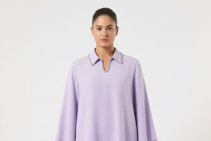 MARINA RINALDI - CASACCA IN CADY CON RICAMO - LAVANDA