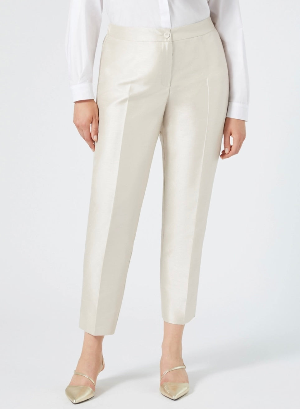 PERSONA - SHANTUNG E LINEA AFFUSOLATA PER I PANTALONI SLIM CON PIEGA STIRATA