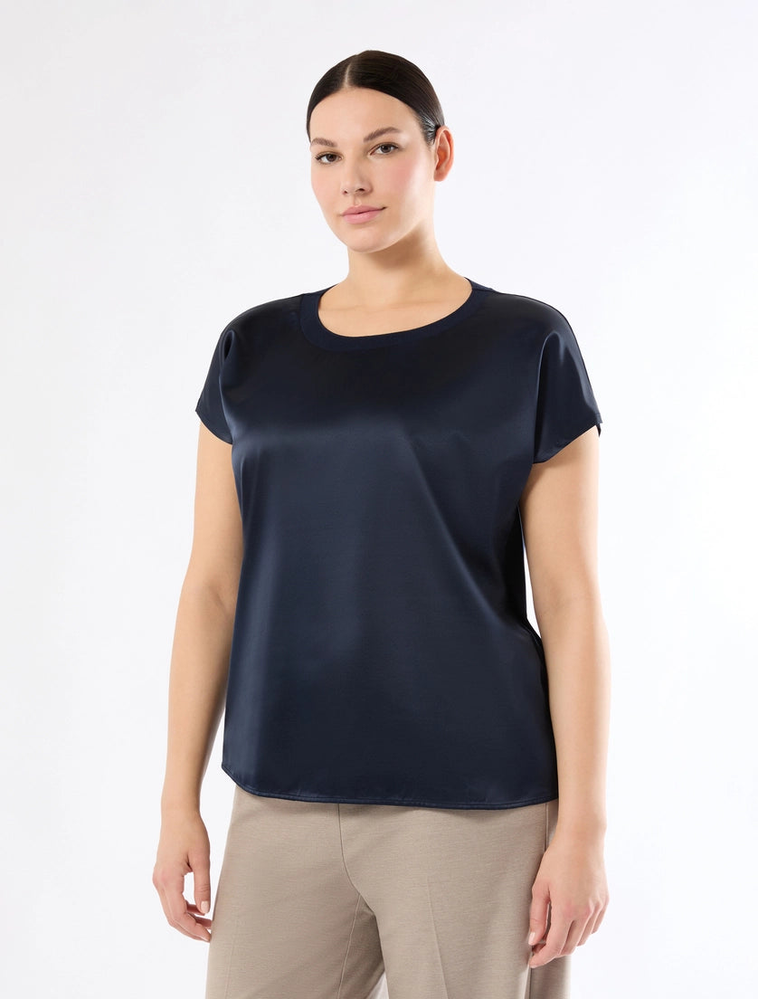 MARINA SPORT - T-SHIRT IN JERSEY DI VISCOSA STRETCH CON INSERTO DAVANTI IN RASO