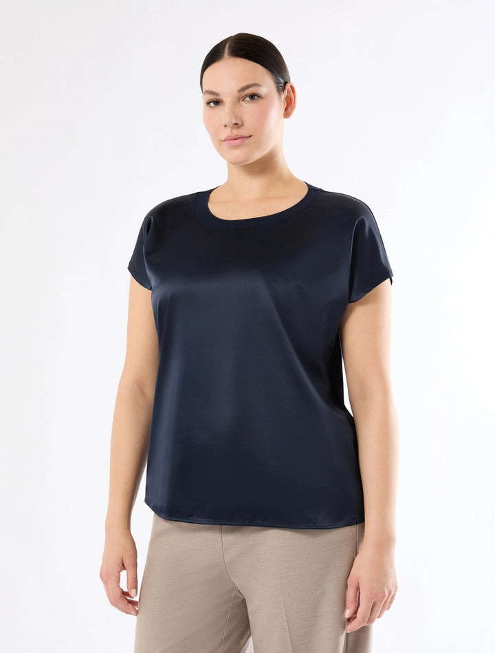 MARINA SPORT - T-SHIRT IN JERSEY DI VISCOSA STRETCH CON INSERTO DAVANTI IN RASO