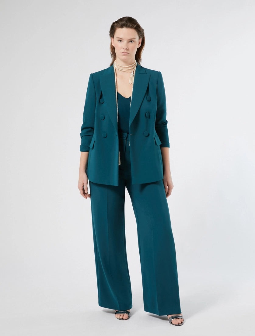 MARINA RINALDI - GIACCA BLAZER DOPPIOPETTO IN CADY - VERDE SMERALDO