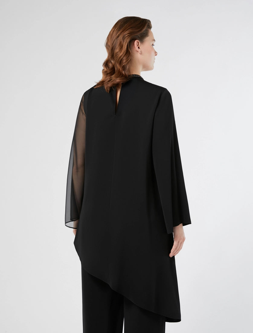 MARINA RINALDI - CASACCA IN CADY CON RICAMO - NERO