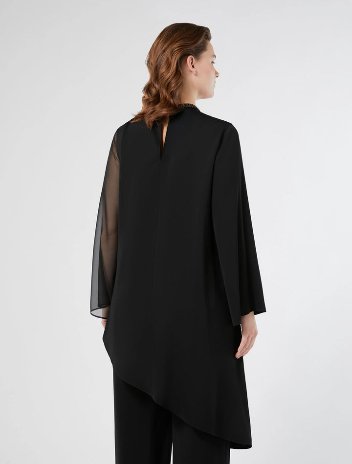 MARINA RINALDI - CASACCA IN CADY CON RICAMO - NERO