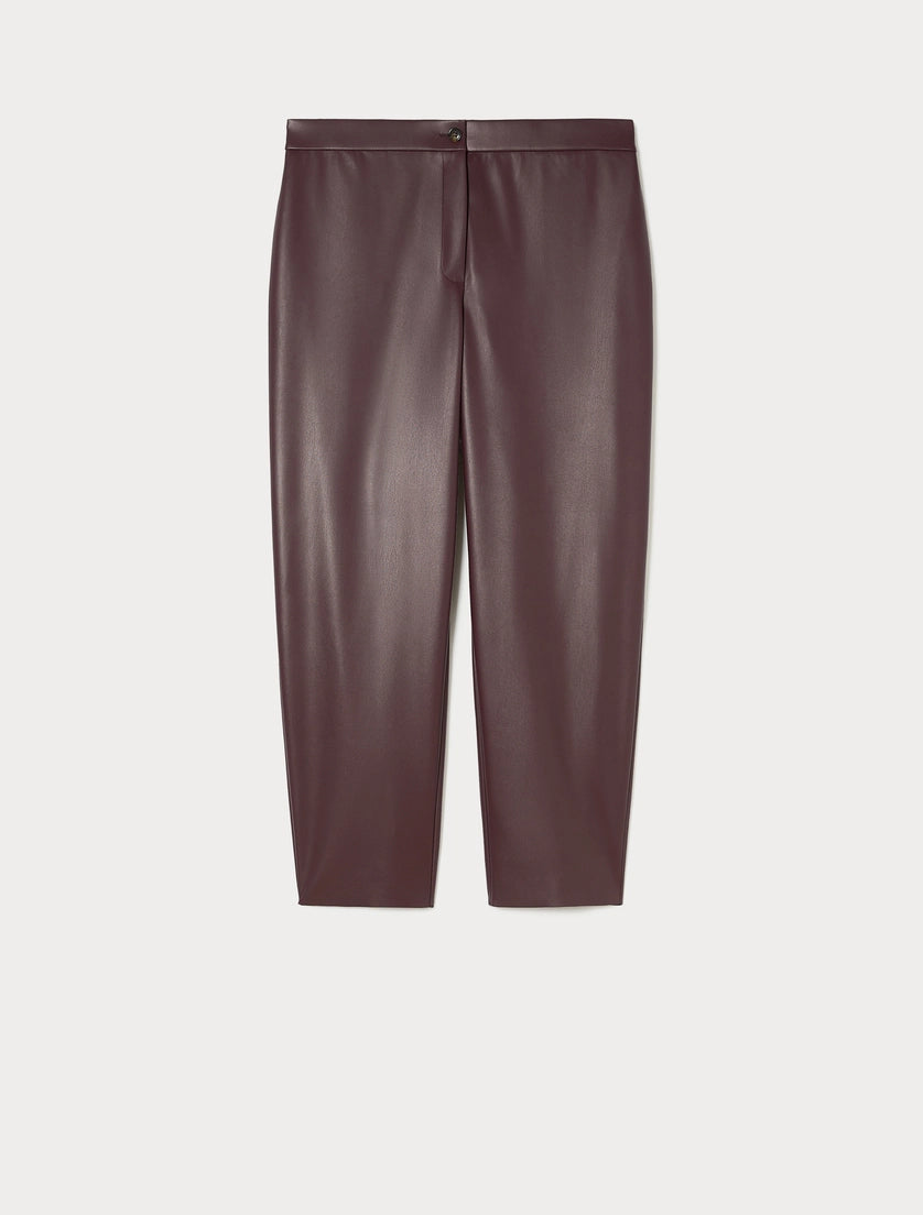 PANTALONI IN JERSEY SPALMATO - ROSSO MARRONE