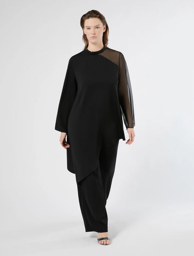 CASACCA IN CADY CON RICAMO - NERO