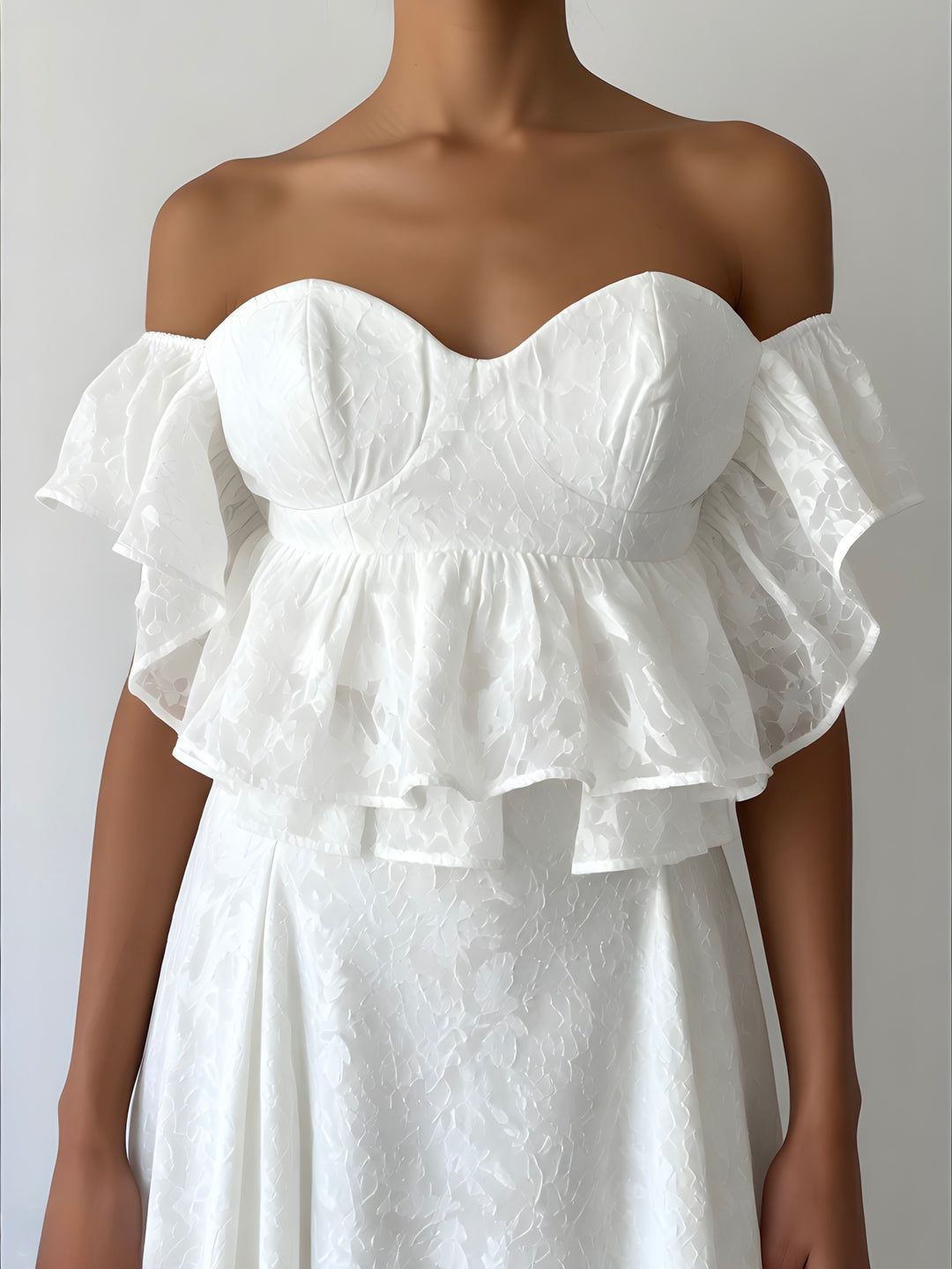 TRASH AND LUXURY - COMPLETO TOP E GONNA BIANCO IN JACQUARD